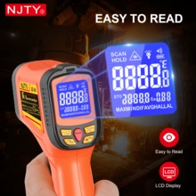 NJTY JD-04 50:1 ميزان حرارة صناعي بالأشعة تحت الحمراء -50~1500 درجة مئوية بدون تلامس، مقياس درجة حرارة بالليزر، ميزان حرارة رقمي، مناسب للفرن والتكييف والطهي - متعدد الألوان - مشاهدة 5