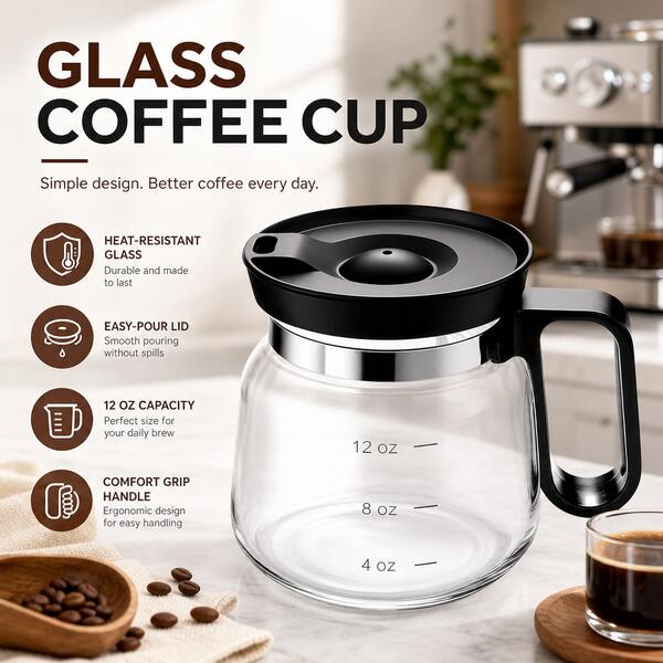 Glass Coffee Cup 16 Ounces, With Lid, Vintage Travel Cup, Suitable For Iced Coffee Cappuccino Hot Chocolate, Transparent Thick Walled Insulated, Suitable For Use Anytime, Anywhere At Home And In The Office, Preferred As A Birthday Or Holiday Gift
