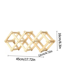 1pc Foldable Solid Wood Wine Bottle Rack, Household Desktop Red Wine Storage Rack, Bar Wine Display Rack, Retractable Wooden Wine Rack - Multicolor - View 11
