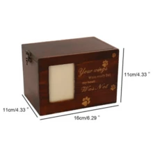 Wooden Pet Memorial Urn Box With Photo Frame, Keepsake Box For Cat And Dog Ashes - 預設 - 查看 7