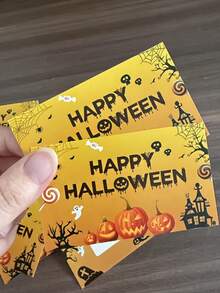 60/20pcs Halloween Theme Party Scratch Cards, Halloween Theme Greeting Cards - Cards With Pumpkin, Bat And Spider Patterns, Includes Scratch Film, Gift Raffle Tickets, Halloween Atmosphere Props, Theme Party Game Props, Suitable For Family Gathering Raffle Events, Holiday Party Props - Multicolor - View 6