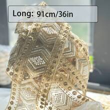 1 Yard Embroidered Sequin Lace Trim, Sequin Embroidered Ribbon For Shoes, Bags, Clothing And Accessories - Multicolor - View 2