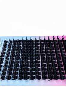 14 Filas de Racimos de Pestañas Postizas Segmentadas 160D, Gran Capacidad 168 Racimos Rizo DD Grueso y Voluminoso 10-18mm, Extensiones de Pestañas DIY para Principiantes, Adecuado para Uso Doméstico, Estilo Versátil para Desplazamientos y Fiestas - DD - Ver 4