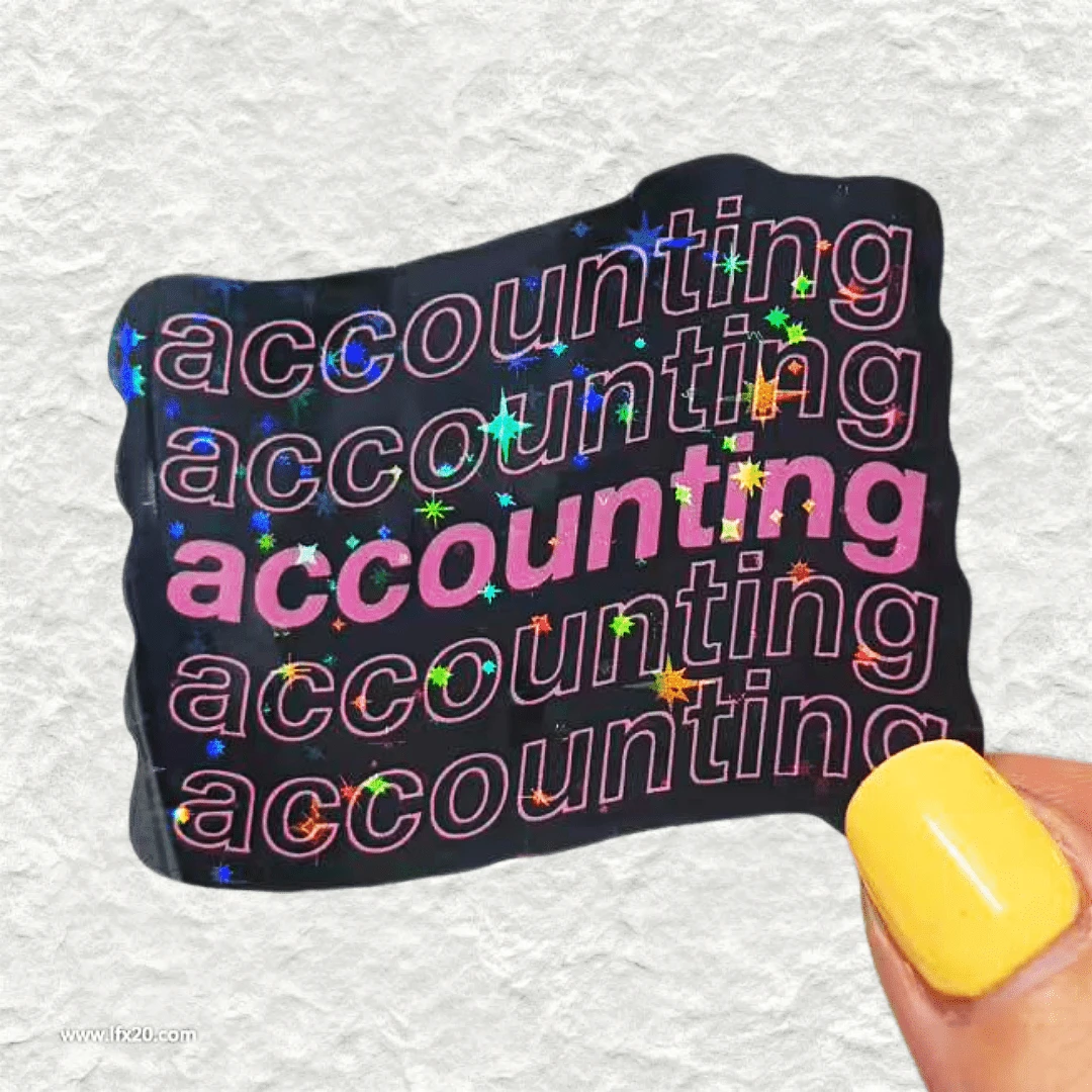 Accounting Black Background Pink Text Strong Visual Style Text Design Waterproof Vinyl Sticker - Matte Surface, Self-Adhesive Bumper Sticker, Suitable For Cars, Windows, Laptops, Trucks, Water Bottles - Multi-Purpose Design, Car Sticker - Vinyl - View 1