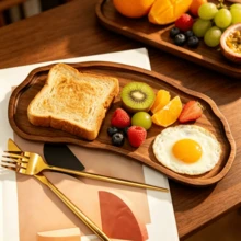 The Food Tray Made Of Moist Logs Is Suitable For Holding Sushi, Snacks, Fruits, Refreshments And Other Delicacies. Its Appearance Is Simple And Attractive, Creating A Natural Healing Dining Atmosphere, And Making Every Dish More Exquisite. - Maroon - View 6