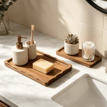 Khay gỗ hình chữ nhật ren sáng tạo cỡ lớn - Khay mặt bàn phòng tắm, khay trang điểm, khay đựng nước hoa, khay trang trí, giá đựng trang sức bằng gỗ, dùng để sắp xếp và trang trí nhà cửa, khay phòng tắm | Lựa chọn lưu trữ nhà cửa thanh lịch, trang trí nhà cửa, phụ kiện phòng tắm, Halloween/Ngày Các Thánh/Ngày Lễ Các Thánh - màu nâu - Xem 3