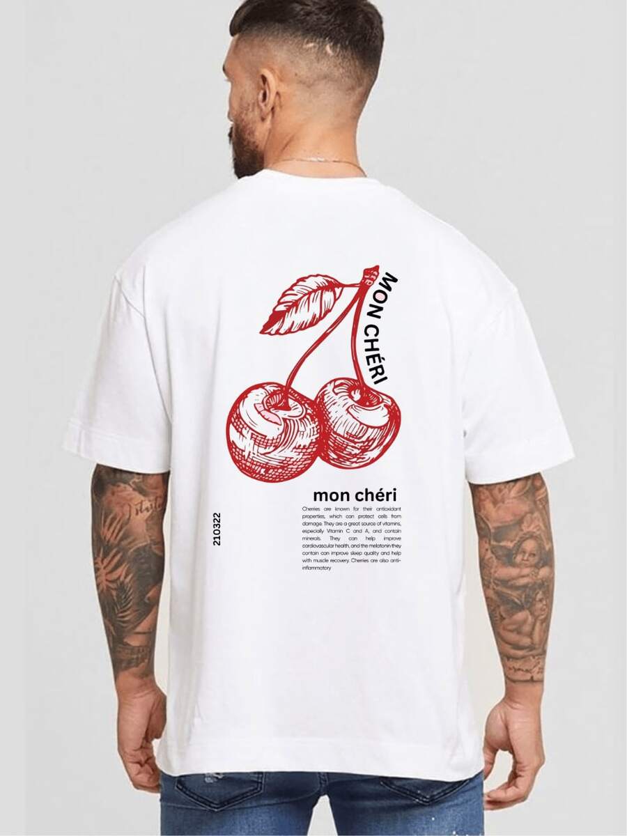 Playera casual hombre Playera% Algodón Peinado Con Temática Cerezas Cherry Para Uso Diario100% Cotton - Blanco - Ver 1