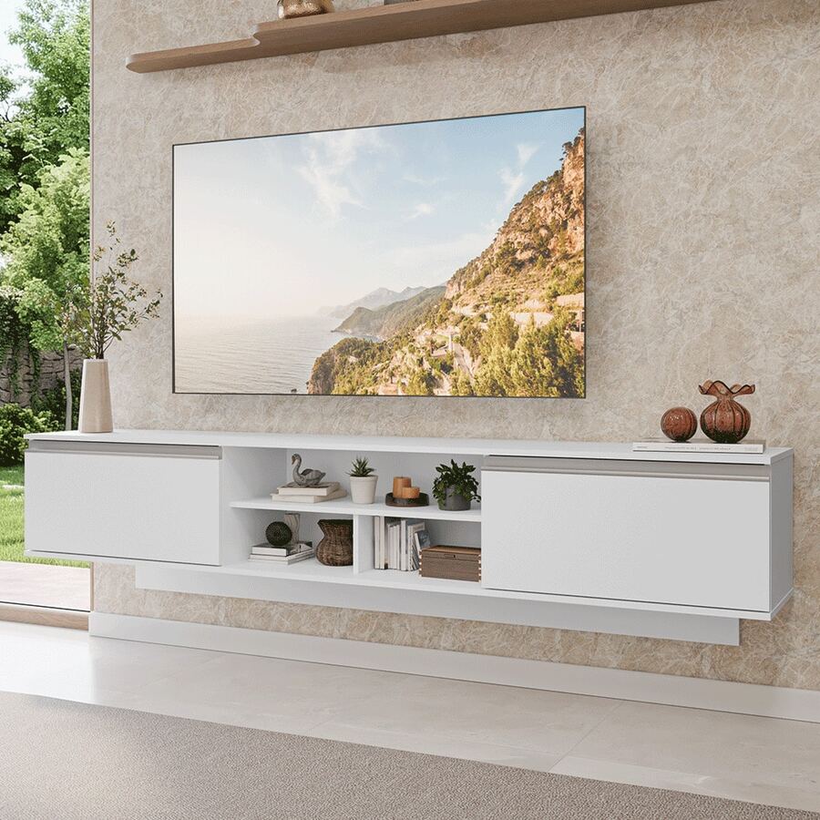 Madesa Glamy TV Stand Rack With 2 Doors (Up To 80" BB) - Multicolor - View 1