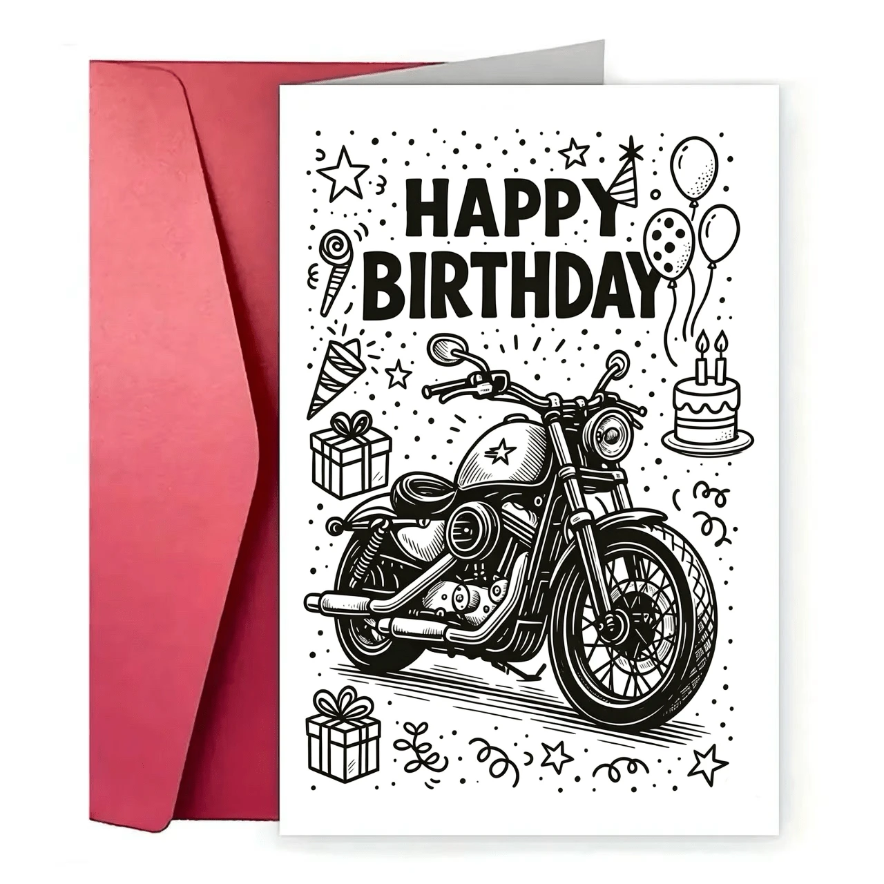 1pc A Single Birthday Card Featuring A Motorcycle Design, Perfect For Men Who Are Passionate About Motorcycles. It Is An Ideal Choice For Friends, Family, And Motorcycle Enthusiasts To Celebrate Important Events And Milestones - One Size Fits All - View 1