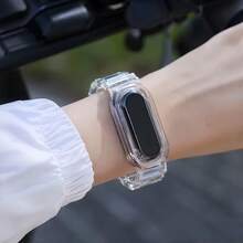 1件適用於Google Air的可調式錶帶，內建保護殼，彩色果凍風半透明替換腕帶，男女通用 - 彩色 - 查看 2