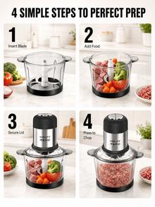 SOKANY-7025 Electric Meat Grinder And Food Blender, 2L Large Capacity, Powerful Food Processor, Suitable For Making Baby Food, Meat, Vegetables, Seasonings, Etc., Ideal For Home, Restaurant, Cooking School Use - Black - View 8
