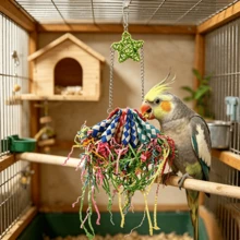 1 Stück zufällige Farbe buntes Schredder-Papageien-Kauspielzeug, sternförmiges hängendes Futterzubehör, interaktives Langeweile-Linderungs-Spielzeug für Wellensittiche & Nymphensittiche, Vogelkäfig-Zubehör Käfig-Anreicherung - Übersicht 2