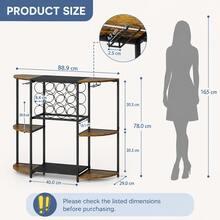 Wine Rack & Storage – 3-Tier Mini Liquor Holder, Space-Saving Display Shelf For Wine, Whiskey, Spirits, Glasses, Kitchen Furniture Organizer For Dining Room, Living Room, Kitchen Counter, Rustic Brown - View 7