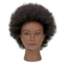 Kercsityn 100% Human Hair Afro Curly Black Mannequin Head For Braiding Cosmetology Training Mannequin Head With Stand For Hair Styling - Natural Black - View 15