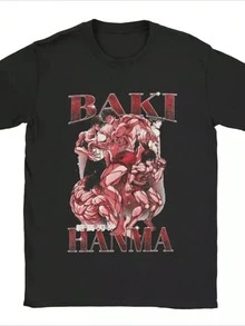 Strength And Fighting Spirit With Muscular, Combat-Inspired Characters. Comfortable, Modern Men's T-Shirt For Daily Training. - 黑色 - 查看 1