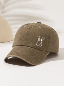 1pc Fashionable Minimalist Washed Baseball Cap With "Bowling Ball" Print Pattern, Gift For Family And Friends, Essential Fashion Item For Men And Women Suitable For Outdoor Sports - Washed Cap - View 10