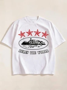 Men's New Hip Hop Fashion Printed T-Shirt - White - View 1