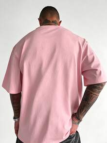 Double Sided UFO Alien Graphic Tee, Oversized Y2K Streetwear Summer Top For Men, Father Day 4th Of July Gift - 粉色 - 查看 3