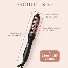 2-In-1 Heated Round Brush Curling Iron, 1.5 Inch Hot Comb, 30s Fast Heating, Volumizing Hair Styling Brush, Create Smooth Blowout Look, Root Lift, Natural Curls, Frizz Control, Women's Hair Styling Tool - Black - View 7