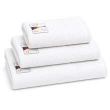 Kynley Set Of 3 Towels 100% Cotton With Decorative Lace – Hand Towel 30*50 Cm, Wash Towel 50*100 Cm And Bath Towel 100*150 Cm, Soft And Absorbent. - Blanco - View 1