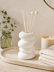 1pc Ins Cream 4-Layer Spiral Pebble Matte White Reed Diffuser Bottle, Abstract Stacked Stone Sculpture, Dual Use For Reed Sticks & Dried Florals, Soft Aroma Decor For Bedroom Nightstand Bathroom Sink Living Room Sideboard Airbnb - Four-egg Aromatherapy Bottle - View 3