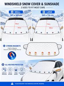 Pare-soleil de pare-brise avant de voiture, pare-soleil de pare-brise extérieur avec protection UV, rideau de soleil isolant thermique, couverture magnétique contre la neige, le givre et la glace, couverture de rétroviseur, imperméable et pliable toutes saisons, convient aux SUV et berlines, accessoires extérieurs de voiture - A - Voir 6