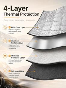 Pare-soleil de pare-brise avant de voiture, pare-soleil de pare-brise extérieur avec protection UV, rideau de soleil isolant thermique, couverture magnétique contre la neige, le givre et la glace, couverture de rétroviseur, imperméable et pliable toutes saisons, convient aux SUV et berlines, accessoires extérieurs de voiture - A - Voir 8