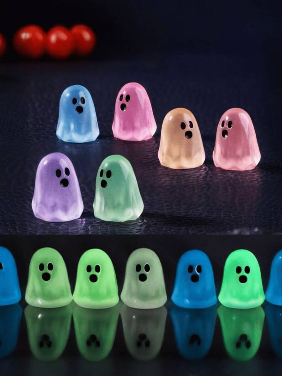 100/50/20/10/1pc Glowing Mini Ghost, Fun Decorative Gift For Halloween Party, Suitable For Theme Party, DIY Party Decoration Accessories, Tabletop Decor, Garden Decor - Multicolor - View 1