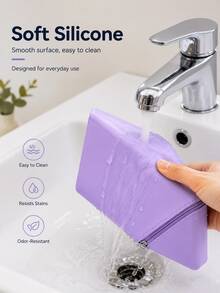This Silicone Stationery Storage Bag Features A Zipper Closure And Diamond Pattern Design, Suitable For Desktop Storage And Portable Carry, A Minimalist Multi-Functional Pencil Case, An Essential Back-To-School Item For Students - Multicolor - View 5