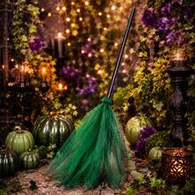Halloween Witch Broom Costume Prop, Colorful Tulle Mini Broomstick With Black Handle, Witch Cosplay Accessory For Adults, Halloween Party Decorations And Photo Props - Witch's Broom - View 8