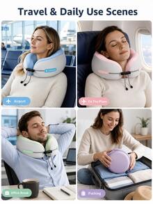 1pc Ergonomic U-Shaped Neck Pillow With Storage Bag - Memory Foam Travel And Office Support, Detachable And Washable Cover, Lightweight Portable Neck Pillow, Suitable For Airplane, Car, Bed - Compressible Fit Design (No Power Required) - U-shaped Pillow - View 7