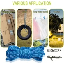 Rope Tightening Tool & Tensioner: Retractable Rope With Alloy Buckle For Outdoor Enthusiasts - Perfect For Camping Tent Building, Tarp Tie Downs, Hammock Installation & Outdoor Gear Securing (3) - 2 Ropes 2 Hooks - View 8