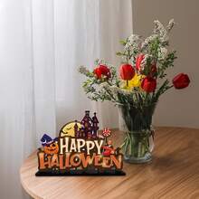 1 pieza Decoración de Halloween Letrero de Madera Feliz Halloween Decoración de Mesa de Halloween para Interiores Decoración de Mesa de Comedor Suministros para Fiestas Calabaza Espantosa Araña Fantasma Espíritu, Adecuado para Uso en Interiores y Exteriores, Patio / Jardín / Césped, Entrada / Porche, Fiesta / Decoración de Fiesta, Decoración de Halloween, Truco o - A - Ver 6