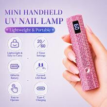 USB Rechargeable Quick Curing, 1 Piece USB Diamond Inlay Handheld With LCD Display, Suitable For Gel Nail Polish Drying, Fast Drying, Easy Manicure - Professional Manicure Tool Set, Ideal Gift, Holiday Gift, Rechargeable Nail Lamp, Handheld Nail Lamp, Adjustable Arm And Multi-Function Stand - Multicolor - View 3