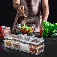 1件裝創意調味料瓶 廚房香料容器 附蓋鹽與胡椒調味瓶 附湯匙香料收納盒 食品儲存容器 廚房用品 廚房裝飾 - 彩色 - 查看 3