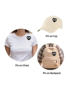 Cute Heart Pattern Brooch Badge, Metal Lapel Pin, Backpack Clothing Hat Decoration Accessory, Best Gift For Friends, Birthday Gift,Halloween - Heart-shaped - View 5
