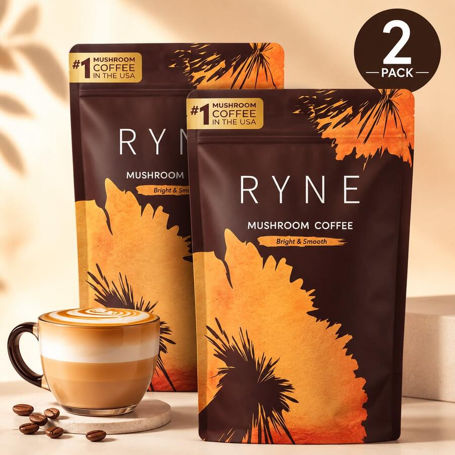 2-Pack Bundle|RYNE Organic Mushroom Coffee, USDA Certified, 30 Servings/Bag, Premium Focus & Energy Support - 2件 - 查看 1