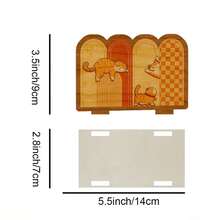 Vintage Cute Sleeping Cat Plaid Print Fun Design Napkin Holder, Tabletop Decor, Farmhouse Style Wooden Tissue Box, Vanity Bathroom Cabinet Dinner Party Kitchen Home Cute Decoration Creative Outdoor Picnic Portable Fun Desktop Tableware Accessory - Multicolor - View 6