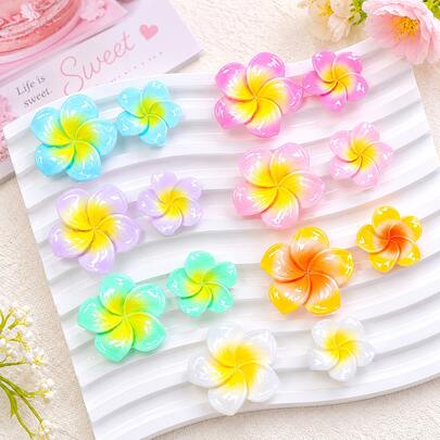 10/20/30/60件多色樹脂花飾品配件 隨機顏色 DIY 手作裝飾，可用於髮夾、耳環、手機殼，3D 樹脂花飾配件，美國日 7 月 4 日耳環、串珠手鍊、貝殼項鍊、琺瑯胸針，萬聖節