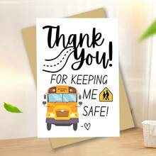 1pc A Thank-You Card For The School Bus Driver, Featuring A Message Of Gratitude From The Crossing Guard: 'Thank You For Keeping Me !' It Includes A Yellow School Bus And Road Sign Design - One Size Fits All - View 5
