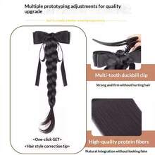 French Bow Braided Ponytail Synthetic Hairpiece Heat Resistant Elegant Hair Accessories For Women Daily Party Wedding Decor, Halloween - Multicolor - View 5