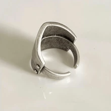 1pc Personalized Vintage Armor Star Moon Ring, Unisex Open Ring, Armor Ring Jewelry Accessory Gift For Party - Antique Silver - View 3