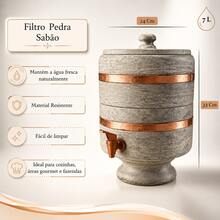 Filtro De Pedra Sabao 8 Litros Com Torneira Agua Fresca - Visão 2