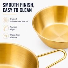 1pc,Gold Stainless Steel Korean Rice Wine Bowls With Handles, 3 Size Metal Serving Bowls For Dipping Sauce, Condiments, Snacks, Fruit, BBQ Side Dishes And Tableware - Gold - View 8