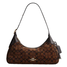 Coach Ella 35 經典字母印花拉鍊女款時尚波希米亞風單肩手提包 - 棕色 - 查看 7
