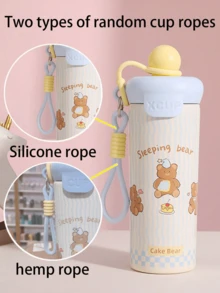 1pc Stainless Steel Portable Straw Cup,High Beauty Float Creative Water Cup, Large Capacity Cup,Portable Rope Straw Cup,Cute Animal Float Walking Cup, Cartoon Coffee Cup,Creative Gift Cup With Rope,Suitable For Home, School And Daily Use - Multicolor - View 16