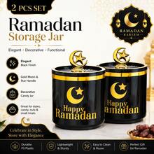 2/4 Pcs Set,Ramadan Storage Jars With Lids, PS Plastic Candy Jars With Gold Moon Star Handle, Decorative Food Storage Containers For Dates, Nuts, Candy, Eid Party Decor, - View 13