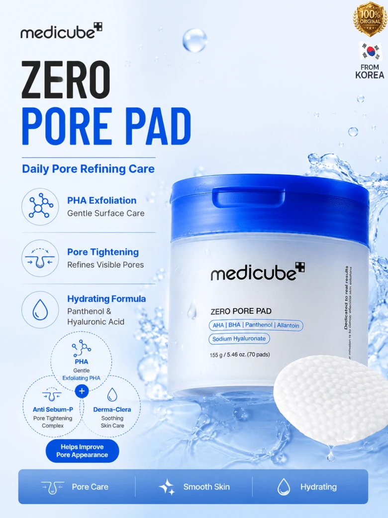 Medicube Zero Pore Pads 2.0, Dual-Textured Facial Toner Pads For Exfoliation And Pore Care With 4.5% AHA Lactic Acid & 0.45% BHA Salicylic Acid, Ideal For All Skin Types, Korean Skin Care - 70 Pads - 零毛孔衛生棉 2.0 70 片裝 - 查看 1