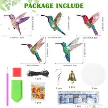 Diamond Painting Wind Chime DIY Diamond Art Kit Adult Double-Sided 5D Hummingbird Craft Hanging, Diamond Art Wind Chime Suitable For Home Yard Garden Window Tree Decoration - A - View 3