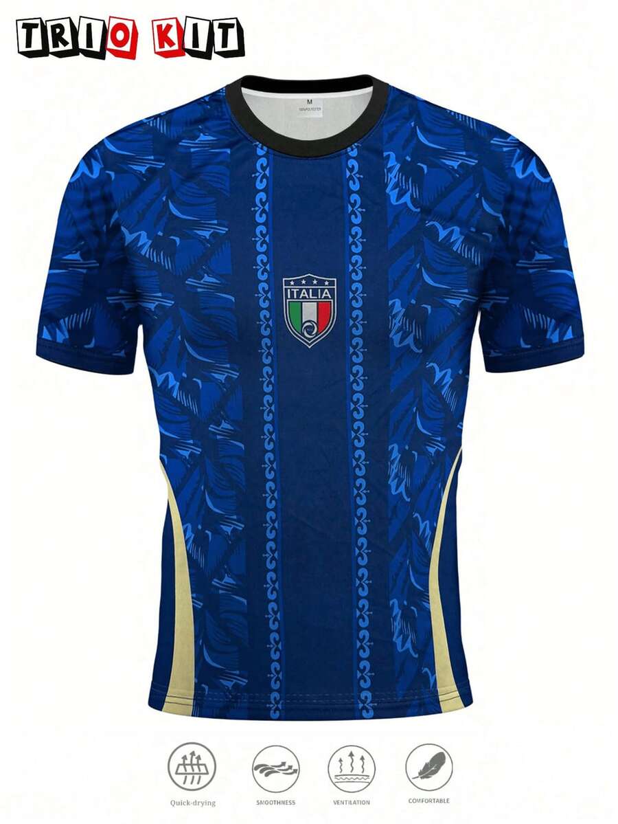 Italy 2026 World Cup Jersey, Italian Sportswear And Outdoor Clothing For Men And Youth, Comfortable Crew Neck T-Shirt And Professional Sportswear - 藍色 - 查看 1
